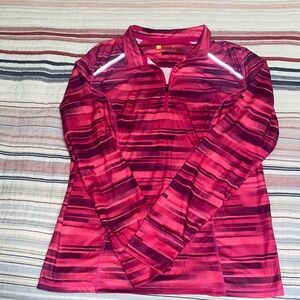 Xersion Pink and Red Striped Pullover